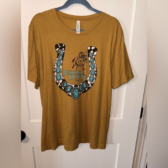 Ruidoso Downs New Mexico Bella Canvas Mustard Graphic Tee - Picture 1 of 4